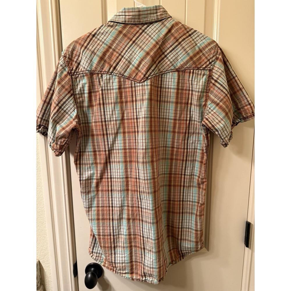 Rafter C Cowboy Collection Western Shirt Mens Medium Pearl Snap Heavy Stitch - Picture 7 of 8